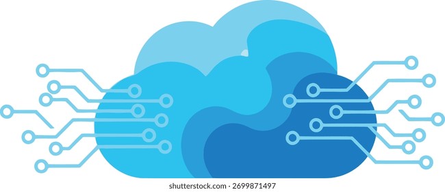 A blue cloud with circuit board connections on either side.