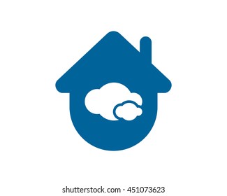 blue cloud cloudy sky house housing home residence residential real estate image vector icon