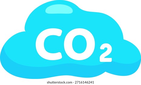 Eine blaue Wolke, auf der "CO2" steht, als Symbol für Kohlendioxid, Treibhausgase und ihre Auswirkungen auf Umwelt und Klimawandel.