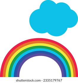 Blaue Wolke und bunter Regenbogen