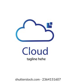 Blue Cloud computing icon vector logo design template