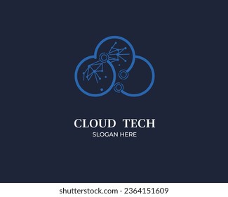 Blue Cloud computing icon vector logo design template