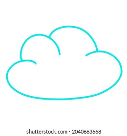 Blue cloud in doodle and line style. Hand drawn vector illustration. Element illustration on white background.