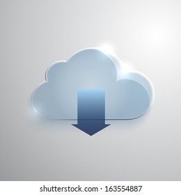 Blue cloud download icon, internet, web.