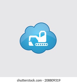 Blue cloud excavator icon, isolated on gray background 