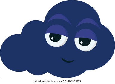 Blue cloud with eyes, illustration, vector on white background.