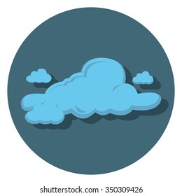 blue cloud flat icon in circle