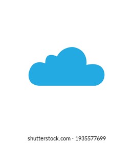 Blue Cloud Flat Icon On White Background Vector Illustration