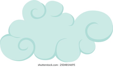 Blue cloud. Fluffy sky element. Weather icon
