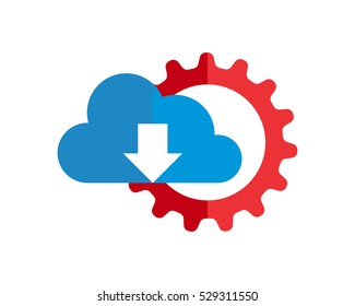 blue cloud gear sun image vector icon logo symbol