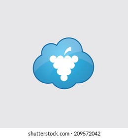 Blue cloud grapes icon, isolated on gray background 
