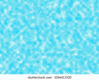 Blue cloud halftone design background retro vector illustration.