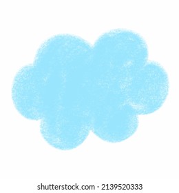 blue cloud hand drawn with texture on transparent background
