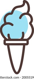Blaues Cloud-Eis in Kegel, Illustration, Vektorgrafik auf weißem Hintergrund.