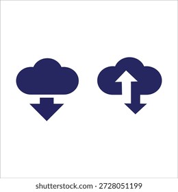 Una flecha de Descarga de ícono de nube azul que apunta hacia abajo y hacia arriba, simbolizando el almacenamiento en la nube y la transferencia de datos