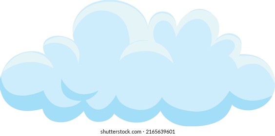 Blue cloud icon. Fluffy cartoon sky element