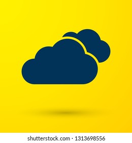 Blue Cloud icon isolated on yellow background. Vector Illustration