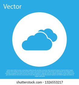 Blue Cloud icon isolated on blue background. White circle button. Flat design. Vector Illustration
