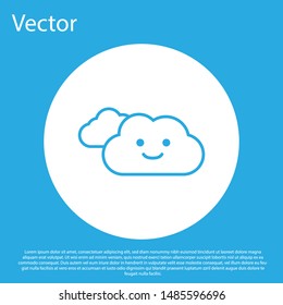 Blue Cloud icon isolated on blue background. White circle button. Vector Illustration
