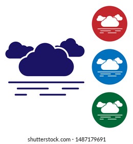 Blue Cloud icon isolated on white background. Set color icons in circle buttons. Vector Illustration