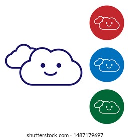 Blue Cloud icon isolated on white background. Set color icons in circle buttons. Vector Illustration
