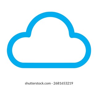 Blue Cloud Icon – Minimal Outline Weather and Storage Symbol Design ,Vector Digital Editable File