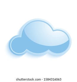 blue cloud icon on a white background with shadow. Vector illustration.