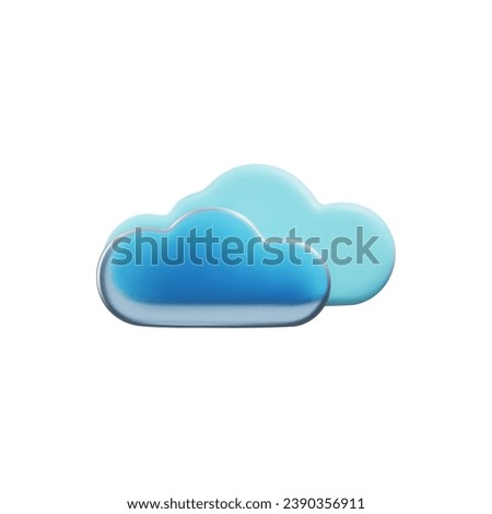 Blue cloud, icon for social design, vector object isolated on white background. 3D illustration, realistic volumetric sign. Button for the interface of applications and web pages. Ui design.