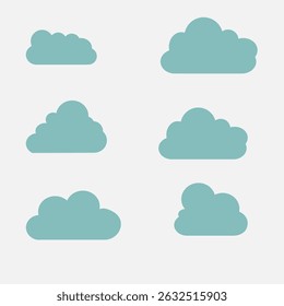 blue cloud illustration. Cartoon cloud vector set in flat design. Clouds