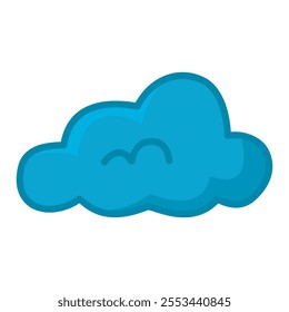 Blue cloud illustration with outline