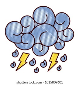 blue cloud lightning raindrops cartoon image