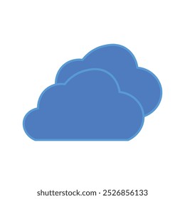 Icono de Vector de arte de línea de Blue Cloud que representa el almacenamiento en la nube, las bases de datos y los conceptos de red. Esta Ilustración vectorial es ideal para software, aplicaciones en la nube y diseños de meteorología
