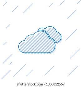 Blue Cloud line icon isolated on white background. Vector Illustration