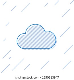 Blue Cloud line icon isolated on white background. Vector Illustration