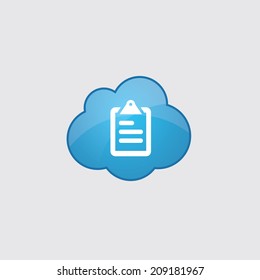 Blue cloud list icon, isolated on gray background 