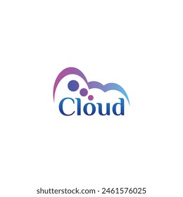 blue cloud logo, full color gradient illustration