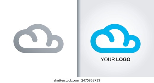 Plantilla de icono de logotipo de nube azul