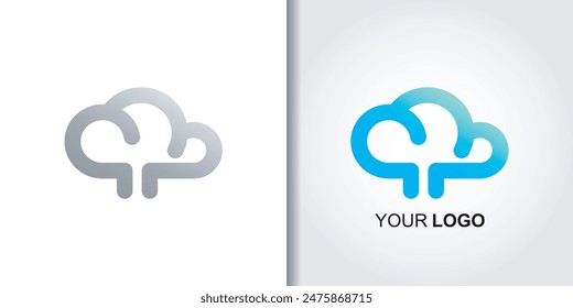 blue cloud logo icon template
