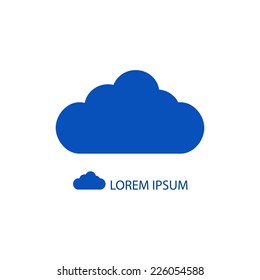 Blue cloud  as logo on white background with copyspace