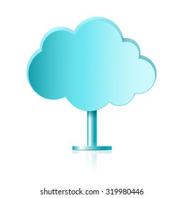 blue cloud on the leg metal legs with reflection on white background