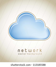 blue cloud over vintage background, network. vector illustration