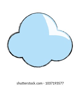 Blue cloud over white background vector illustration
