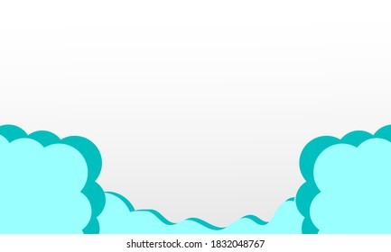 Blue cloud paper cut worhspace on white background and wallpaper.