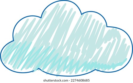 Blue cloud in pencil colour sketch simple style illustration