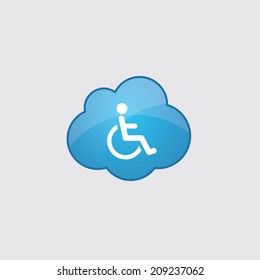 Blue cloud Person with a disability icon- isolated on gray background
