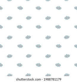 Blue cloud with pink cheeks seamless pattern. Great for print for apparel, decoration, typography posters, cards, flyers, banners, baby wears. Kids vector background.