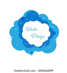 nube azul con un lugar para el texto en el centro. Marco decorativo para texto, fotos o imágenes. Diseño plano.
