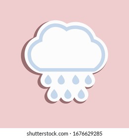 Blue cloud with rain icon isolated on pink background.