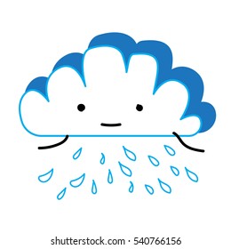 Blue Cloud Rain icon isolated on background. Modern simple flat forecast storm sign. Weather, internet concept. Trendy vector symbol for website design, web button, mobile app. Logo illustration