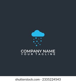 Blue Cloud Rain Logo isolated on background. Modern simple flat forecast storm sign.